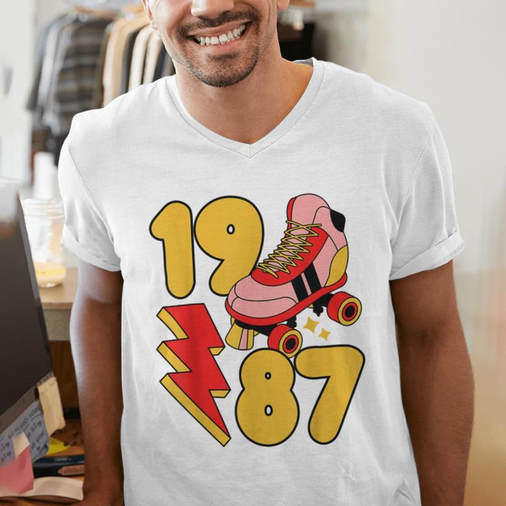 1987 Retro Roller Skate Vintage 80s Nostalgia Collector Men's V-Neck T-Shirt
