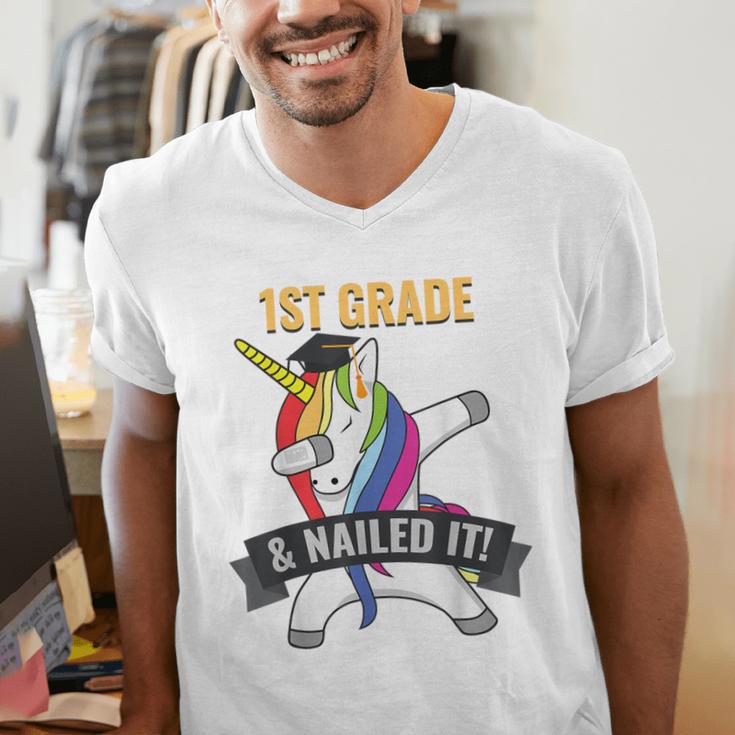 1ST GRADE NAILED IT UNICORN DABBING GRADUATION T-SHIRT Men's V-Neck T-Shirt