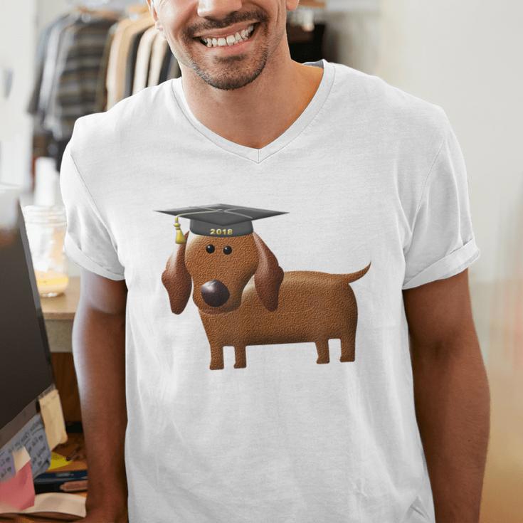 2018 Dog Graduation Shirt Dachshund Graduation For Men Women Kids Men's V-Neck T-Shirt