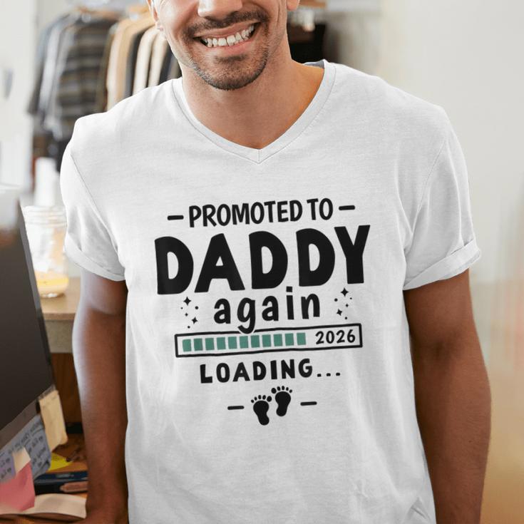2nd Baby Announcement For Dad Promoted To Daddy Again 2026 Men's V-Neck T-Shirt