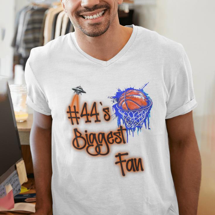 44 Biggest Fan Of Basketball Player Number 44 Dad Mom Men's V-Neck T-Shirt