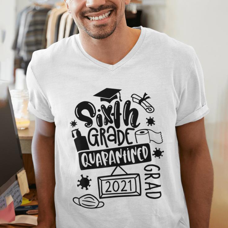 6th Grade Graduate 2021 Graduate Quarantine Sixth Graduation Men's V-Neck T-Shirt