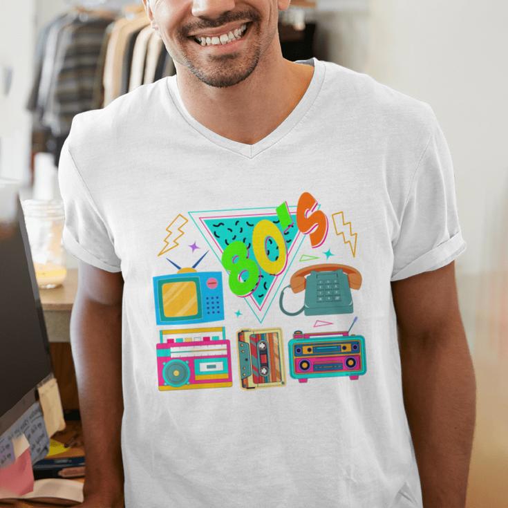 80's Vintage Cassette Tape Nostalgia Mixtape Era 1980s Retro Men's V-Neck T-Shirt
