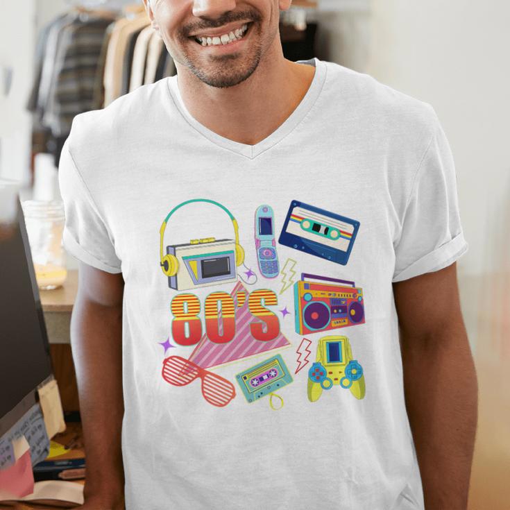 80's Vintage Cassette Tape Nostalgia Mixtape Era 1980s Retro Premium Tri-Blend Men's V-Neck T-Shirt