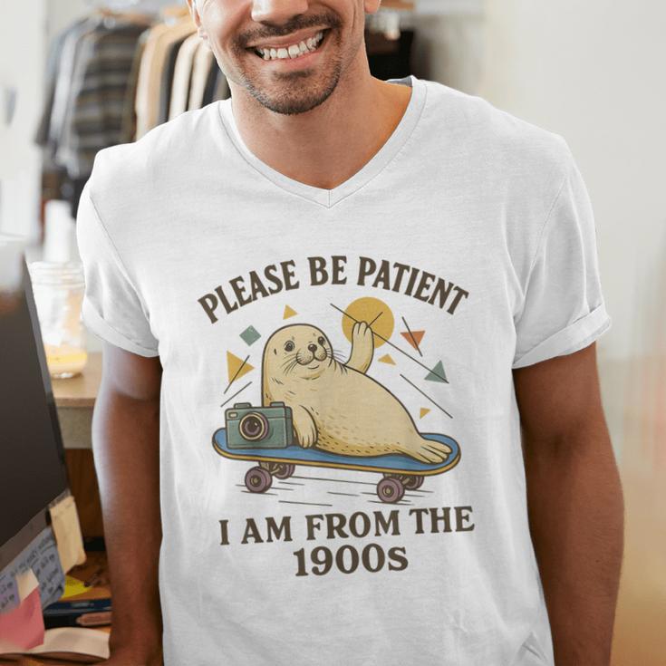 90s Manatee Humor Please Patient I'm From The 1900s Men's V-Neck T-Shirt