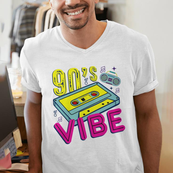 90's Vibe Retro Style Cassette Tape Nostalgia 1990s Party Men's V-Neck T-Shirt