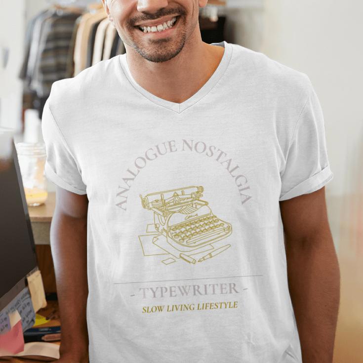 Analogue Nostalgia Typewriter Graphic Premium Tri-Blend Men's V-Neck T-Shirt