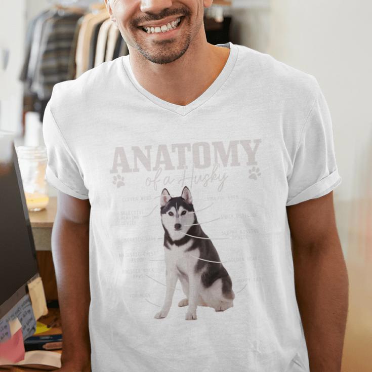 Anatomy Of A Siberian Husky Cute Dog Husky Mom Dad Men's V-Neck T-Shirt