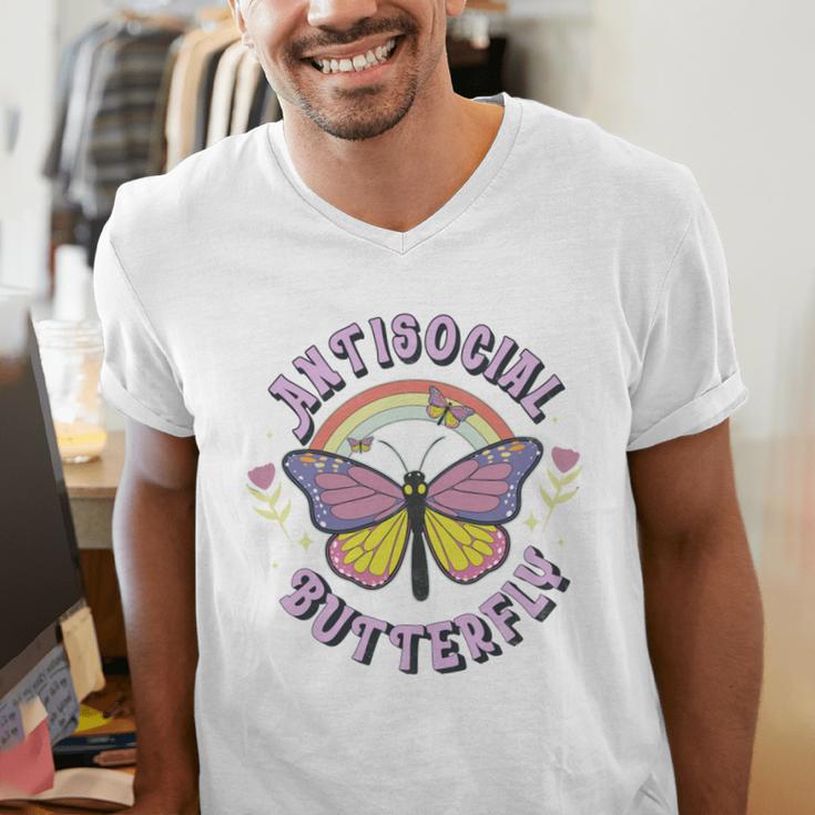 Antisocial Butterfly Groovy t For Introvert Men Women Girls Men's V-Neck T-Shirt Antisocial Butterfly Groovy t For Introvert Men Women Girls Men's V-Neck T-Shirt