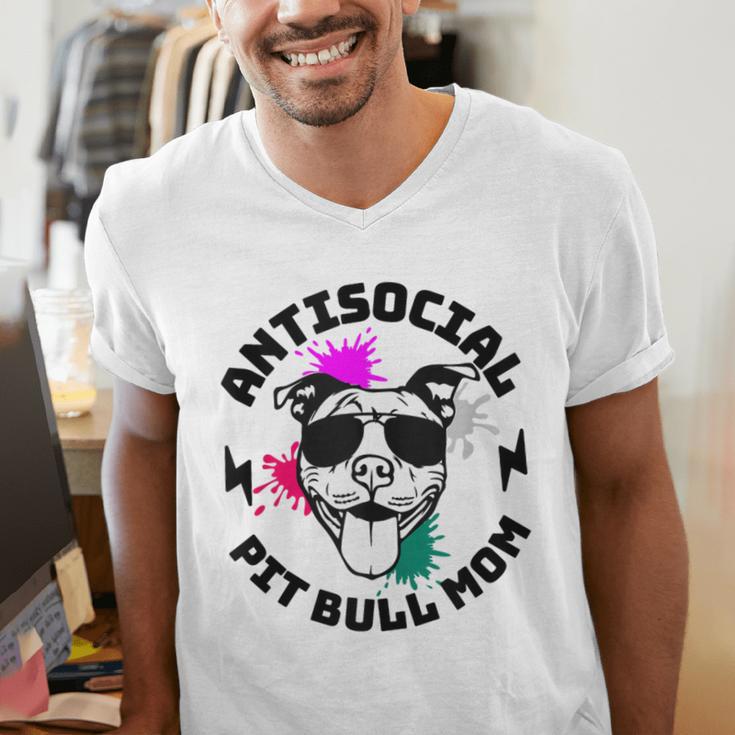 Antisocial Pit Bull Mom Pittie Introvert Dog Lover Pit Bull Men's V-Neck T-Shirt Antisocial Pit Bull Mom Pittie Introvert Dog Lover Pit Bull Men's V-Neck T-Shirt