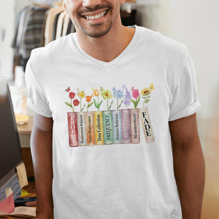 Applied Behavior Analysis Book Wildflower ABA RBT Therapist Premium Tri-Blend Men's V-Neck T-Shirt Applied Behavior Analysis Book Wildflower ABA RBT Therapist Premium Tri-Blend Men's V-Neck T-Shirt