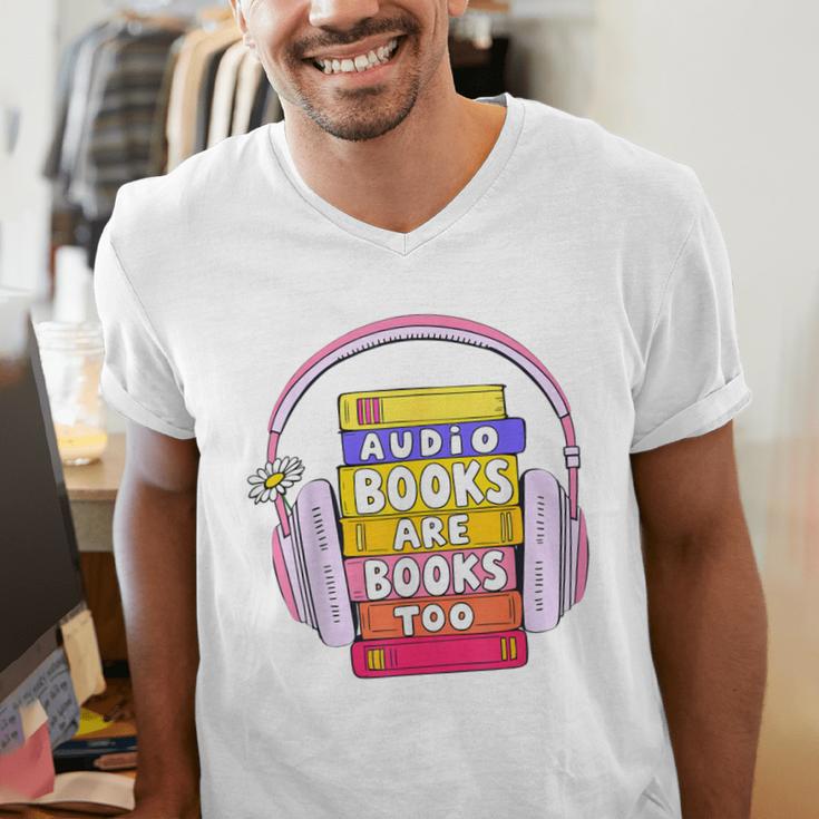 Audiobooks Are Books Too – Bookworm Nerd Reading Geek Men's V-Neck T-Shirt