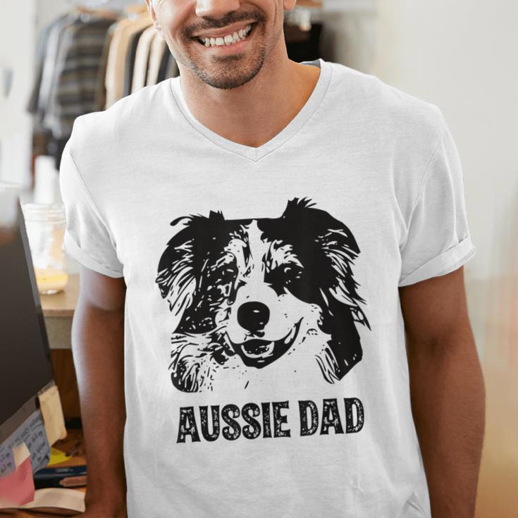 Aussie Dad Australian Shepherd Dog Dad For Men Men's V-Neck T-Shirt