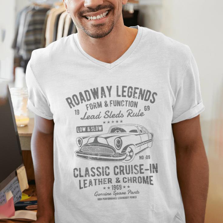 Automotive Nostalgia Classic Car Cruise-In Distressed Premium Tri-Blend Men's V-Neck T-Shirt Automotive Nostalgia Classic Car Cruise-In Distressed Premium Tri-Blend Men's V-Neck T-Shirt