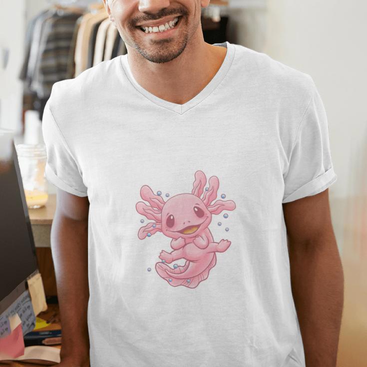 Axolovert Axolotl Humor Salamander Introvert Men's V-Neck T-Shirt
