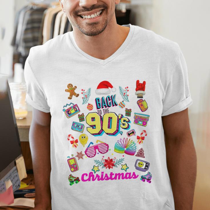 Back To 90's Christmas Nostalgia Quotes Graphic Premium Tri-Blend Men's V-Neck T-Shirt Back To 90's Christmas Nostalgia Quotes Graphic Premium Tri-Blend Men's V-Neck T-Shirt