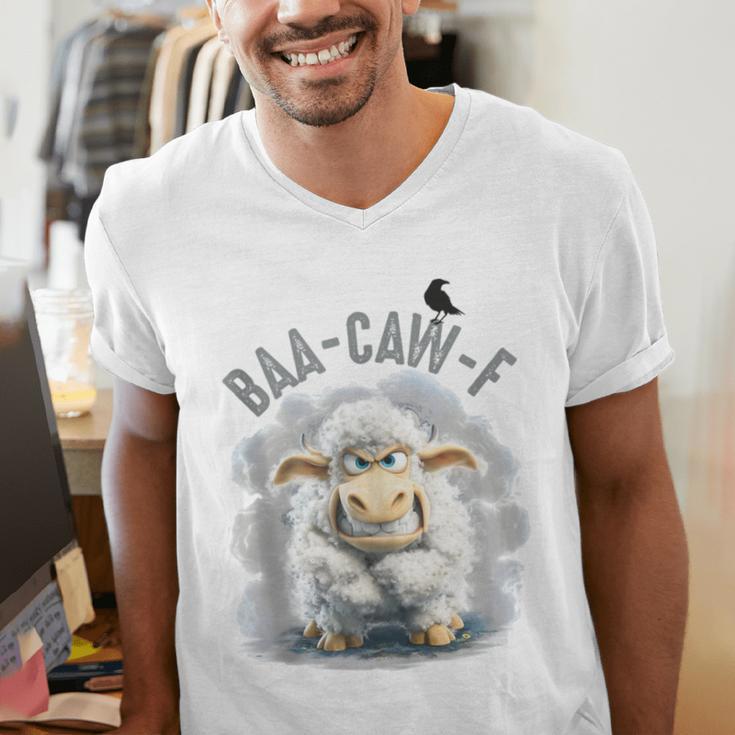 Back Off – Sheep Baa Crow Caw Pun For Introverts Men's V-Neck T-Shirt