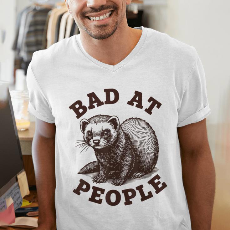 Bad At People Ferret Introvert Saying Slogan Tee Men's V-Neck T-Shirt