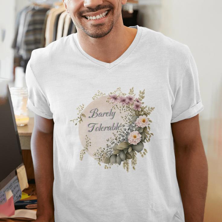 Barely Tolerable Book Lover Bookish Floral Bookworm Men's V-Neck T-Shirt Barely Tolerable Book Lover Bookish Floral Bookworm Men's V-Neck T-Shirt