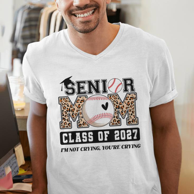 Baseball Senior Class Of 2027 Senior 2027 Graduation Women Men's V-Neck T-Shirt