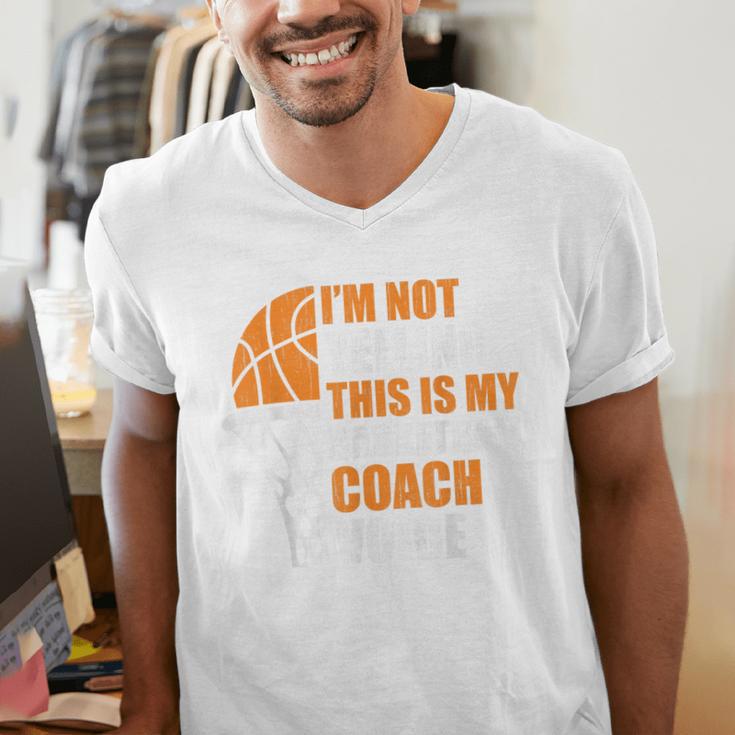 Basketball Not Yelling This Is My Basketball Coach Dad Men's V-Neck T-Shirt Basketball Not Yelling This Is My Basketball Coach Dad Men's V-Neck T-Shirt
