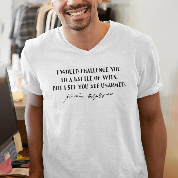 Battle Of Wits William Shakespeare Book Quote Men's V-Neck T-Shirt