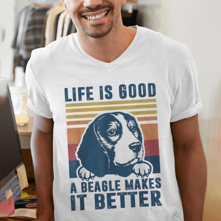 Beagle For Men Women Beagle Dog Mom Dad Beagle Men's V-Neck T-Shirt
