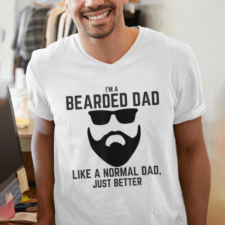Bearded Dad Beard Humor Superhero Men's V-Neck T-Shirt