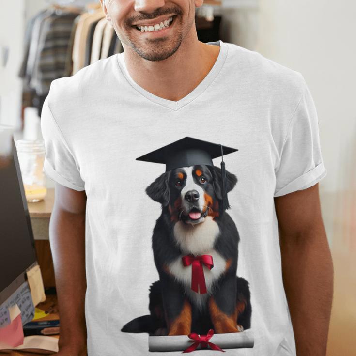 Bernese Mountain Dog Graduation Cap Graduate Training School For Men Women Girls Kids Men's V-Neck T-Shirt