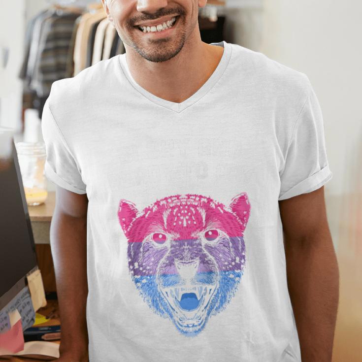 Bi Shy And Ready To Cry Bisexual Introvert Bi Pride Raglan Baseball Tee Men's V-Neck T-Shirt