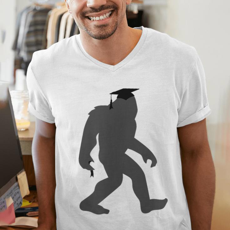 Bigfoot Graduate Shirt Cute Sasquatch Graduation Men's V-Neck T-Shirt
