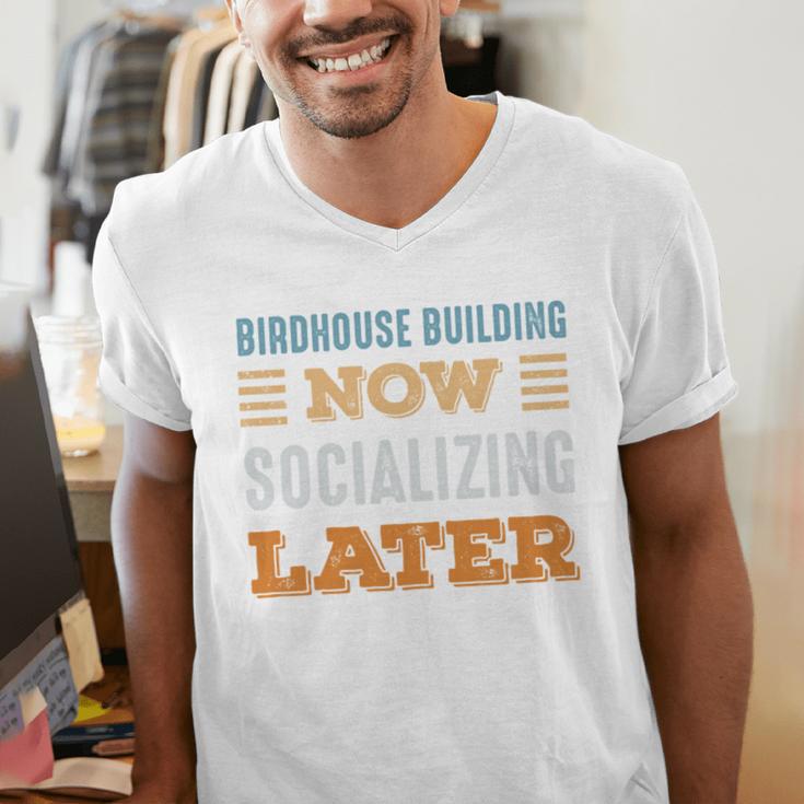 Birdhouse Building Now Minimal Socializing Introvert Men's V-Neck T-Shirt