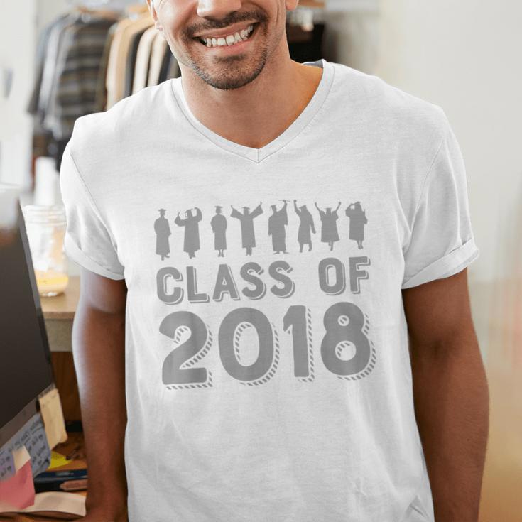 Blue & Grey Class Of 2018 Senior GraduationShirt Men's V-Neck T-Shirt