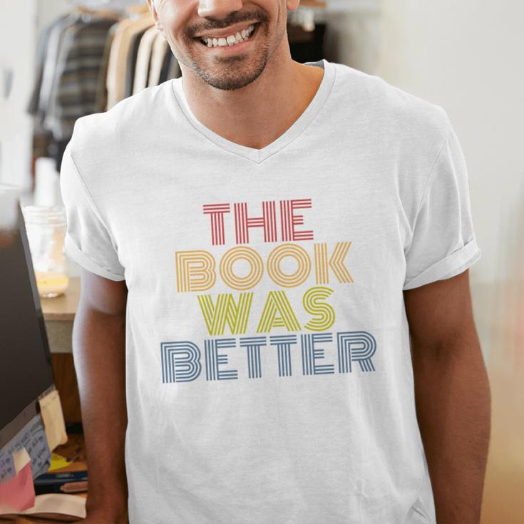 The Book Was Better Retro 70s Vintage Premium Tri-Blend Men's V-Neck T-Shirt The Book Was Better Retro 70s Vintage Premium Tri-Blend Men's V-Neck T-Shirt