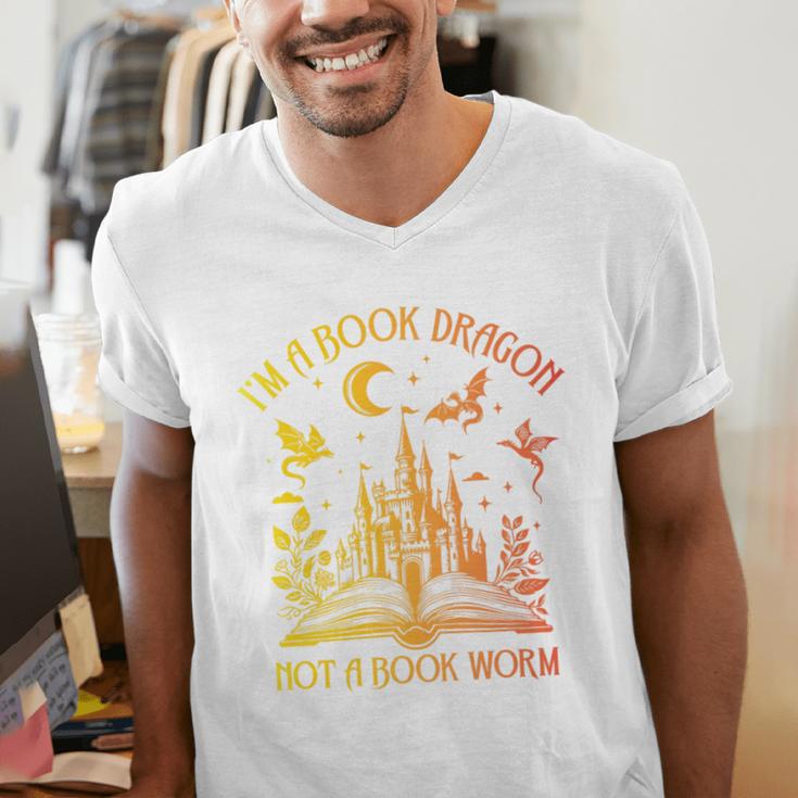 Book Dragon Not Book Worm Premium Men's V-Neck T-Shirt