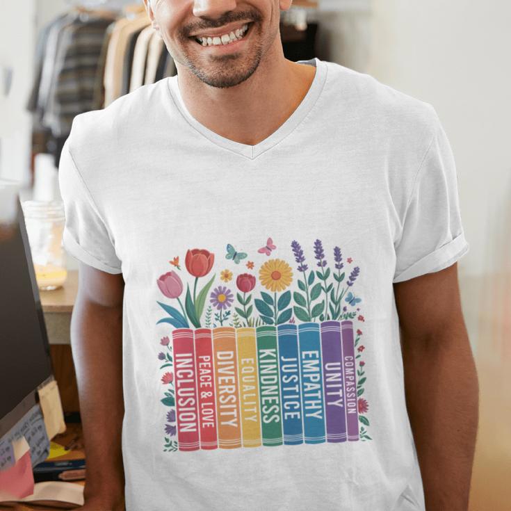 Book Flower Radicalized By Basic Decency Feminist Leftist Men's V-Neck T-Shirt