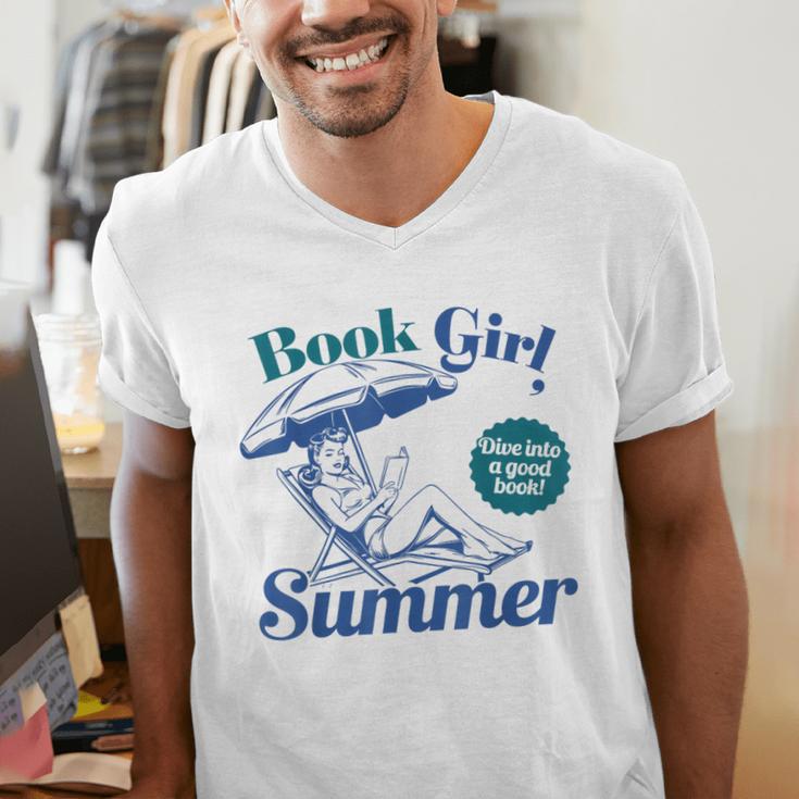 Book Girl Summer Bookish Beach Men's V-Neck T-Shirt