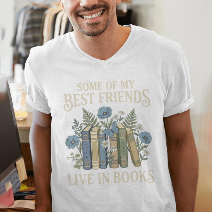Book Lover Vintage Botanical Friends Premium Tri-Blend Men's V-Neck T-Shirt