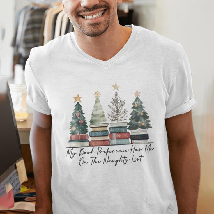 My Book Preference Has Me On The Naughty List Christmas Tree Men's V-Neck T-Shirt