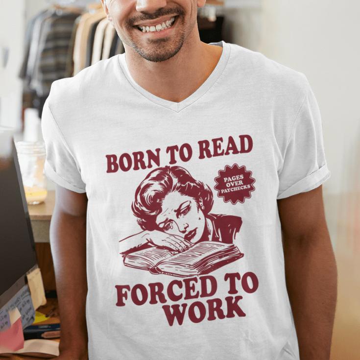 Book Readers Forced To Work Sadness Men's V-Neck T-Shirt Book Readers Forced To Work Sadness Men's V-Neck T-Shirt