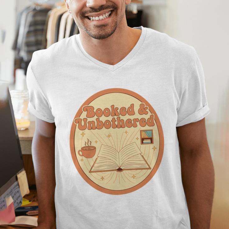 Booked & Unbothered Book Lover Tee Men's V-Neck T-Shirt Booked & Unbothered Book Lover Tee Men's V-Neck T-Shirt