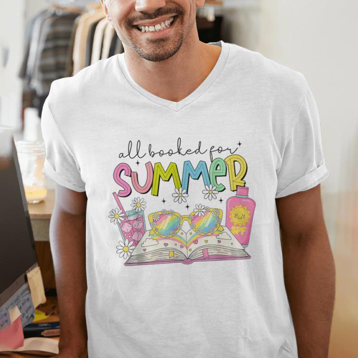All Booked For Summer Reading Beach Floral Bookish Book Girl Men's V-Neck T-Shirt