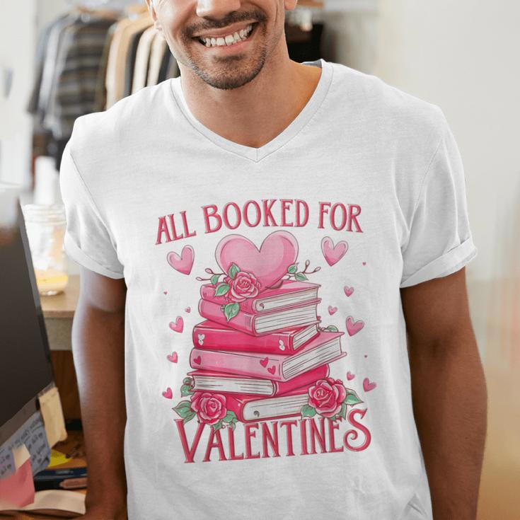 All Booked For Valentine Books Lover Teacher Floral Men's V-Neck T-Shirt