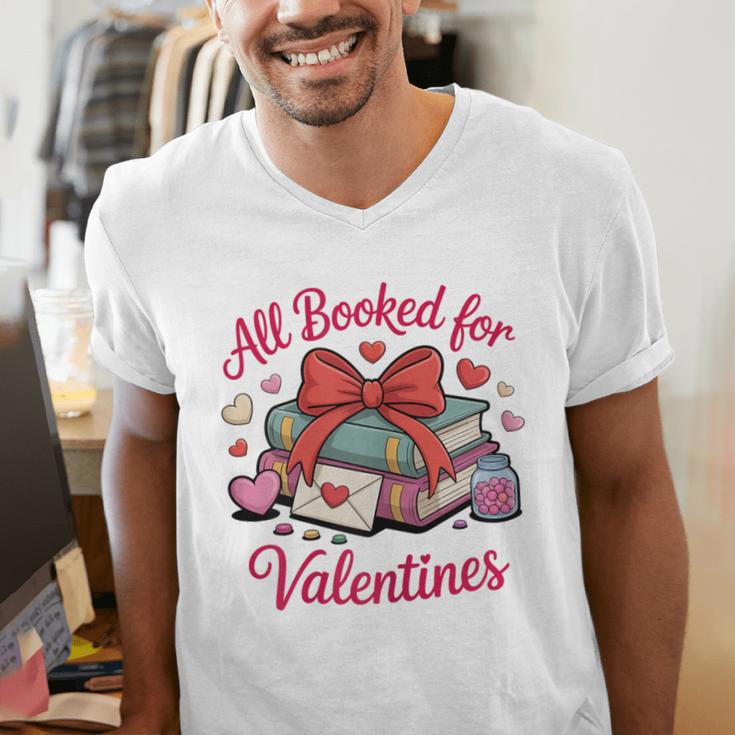 All Booked For Valentines Book Lover Teachers Men's V-Neck T-Shirt
