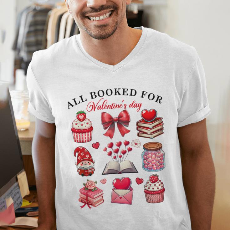 All Booked For Valentine's Day Book Lover Bookworm Bookish Men's V-Neck T-Shirt