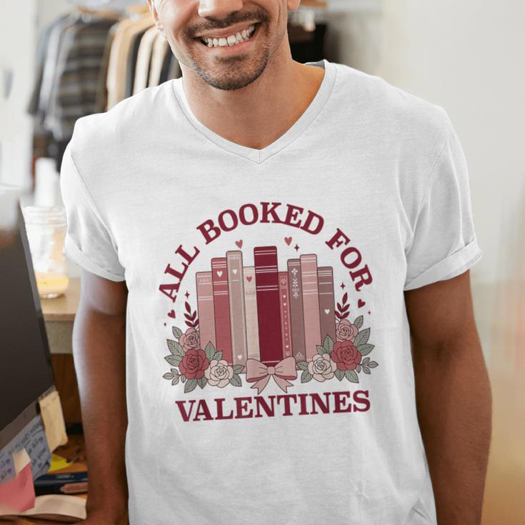 All Booked For Valentines Day Bookish Readers Book Lovers Men's V-Neck T-Shirt All Booked For Valentines Day Bookish Readers Book Lovers Men's V-Neck T-Shirt