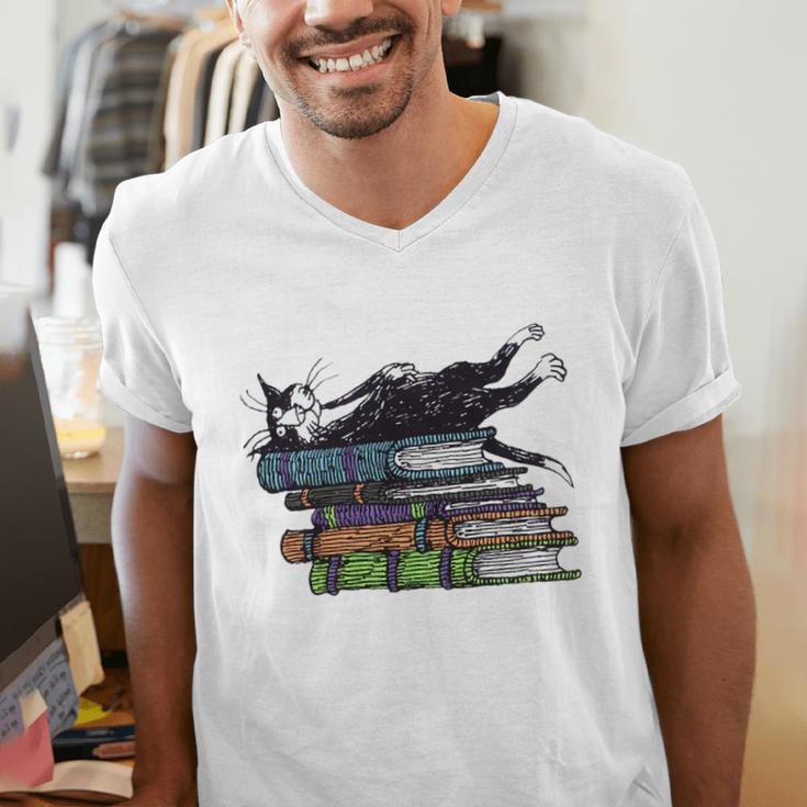 Books Cats Life Is Sweet Cats Books Lover Men Women Men's V-Neck T-Shirt