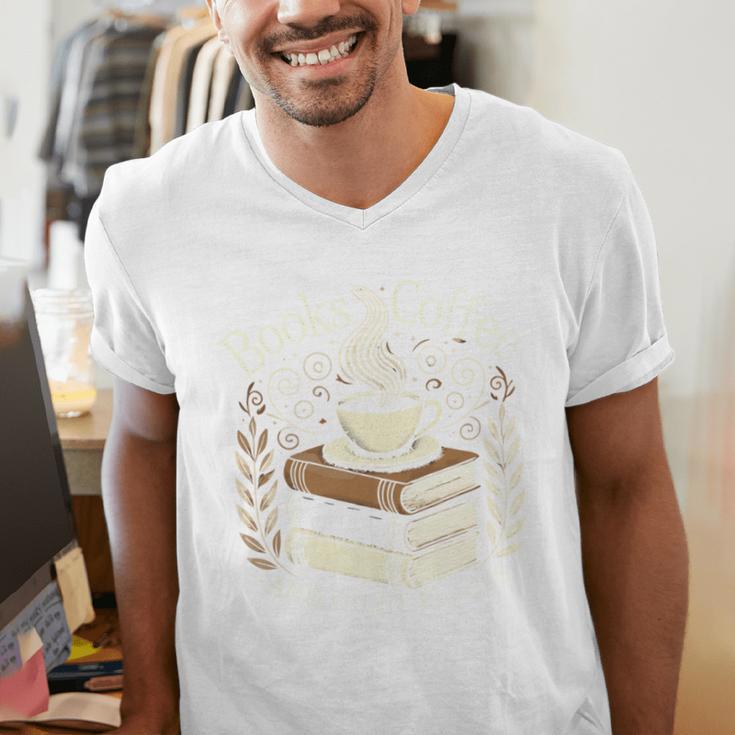 Books Coffee And Quiet Places Literature Men's V-Neck T-Shirt