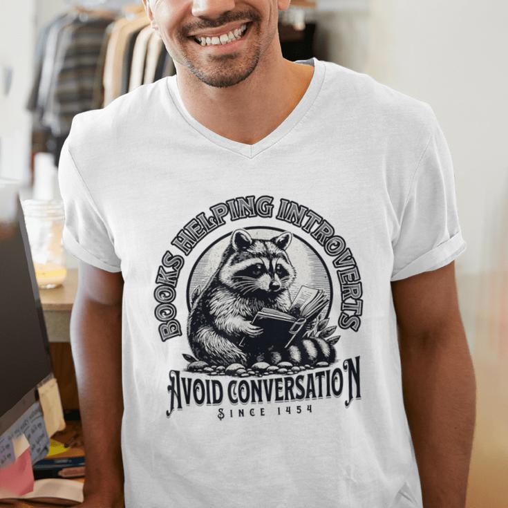 Books Helping Introvert Avoid Conversation Since 1454 Men's V-Neck T-Shirt