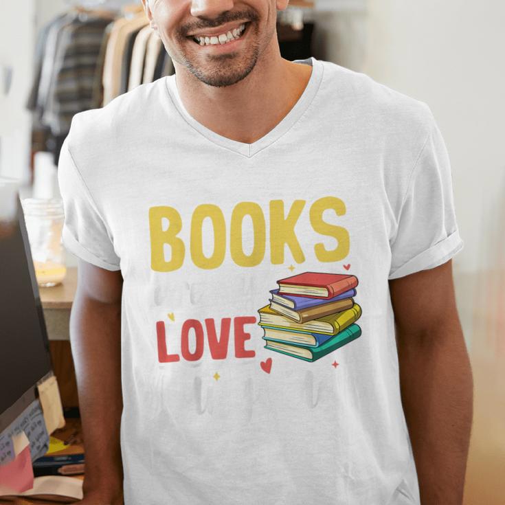 Books Are My Love Language Stack Men's V-Neck T-Shirt